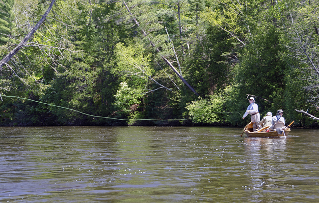 Fly fishing author Skip Morris casting long with a nymph rig