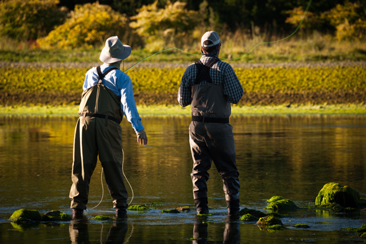 Fly fishing author Skip Morris, and guide Jim Kerr work a tidal pool on Washington's wild Olympic Peninsula.