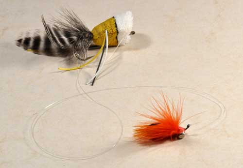 Large Bass fly with a pan fish fly dropper